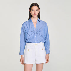 Sandro / Oversized bow shirt Blu / White
