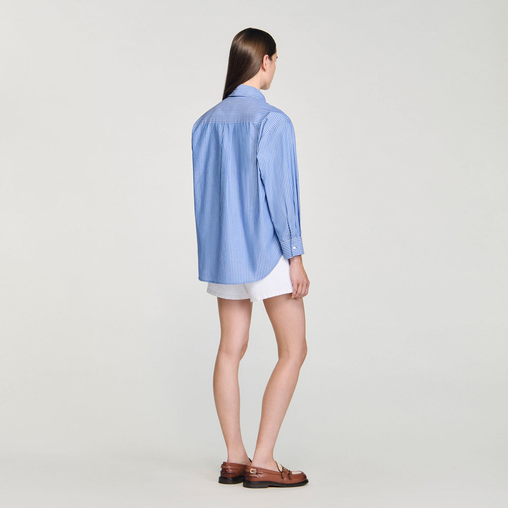 Sandro / Oversized bow shirt Blu / White