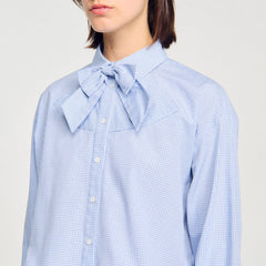 Sandro / Bow collar shirt Ciel / Blanc