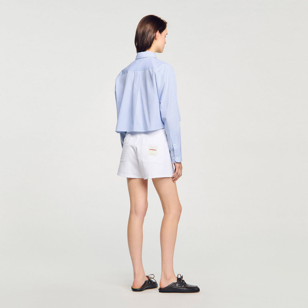 Sandro / Bow collar shirt Ciel / Blanc