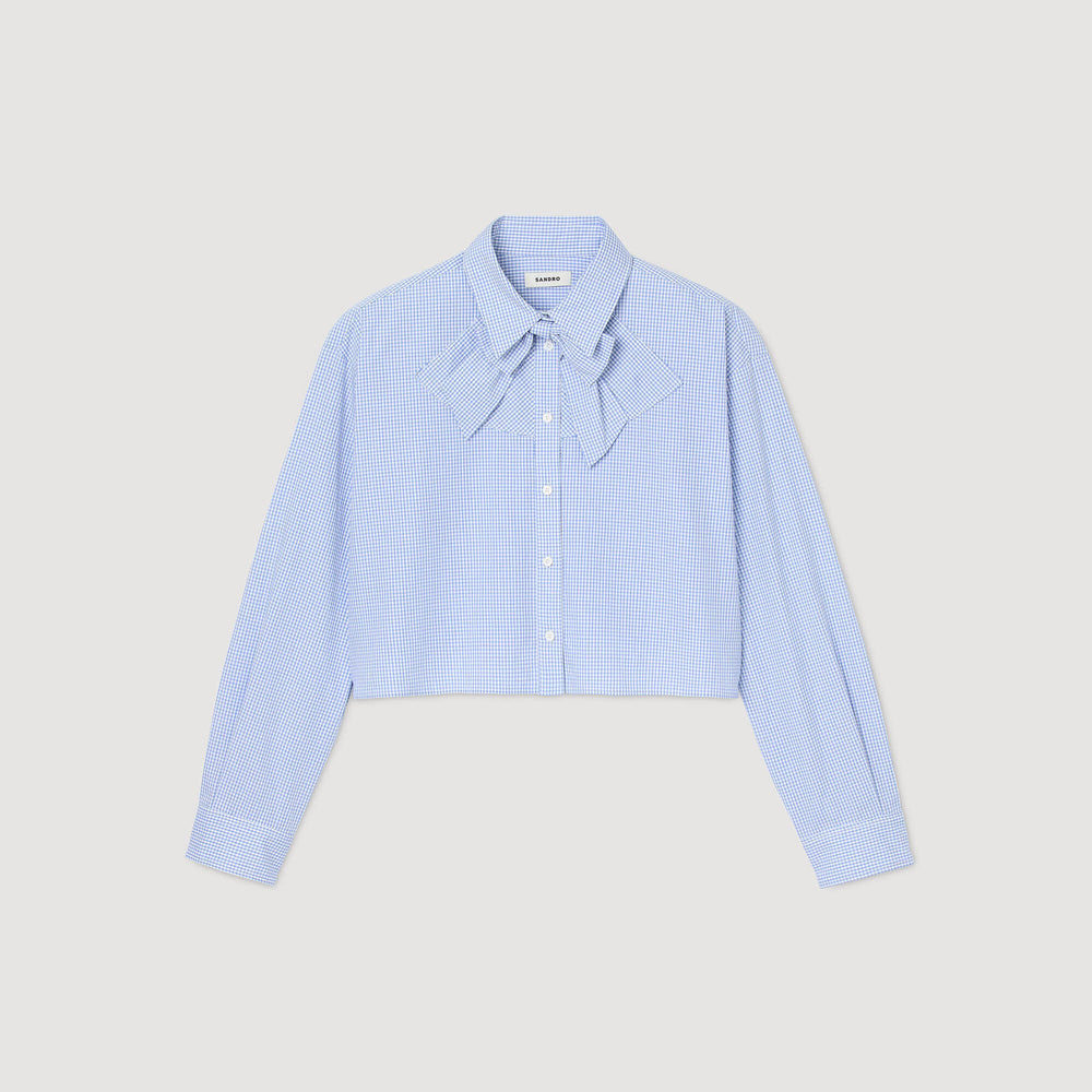 Sandro / Bow collar shirt Ciel / Blanc