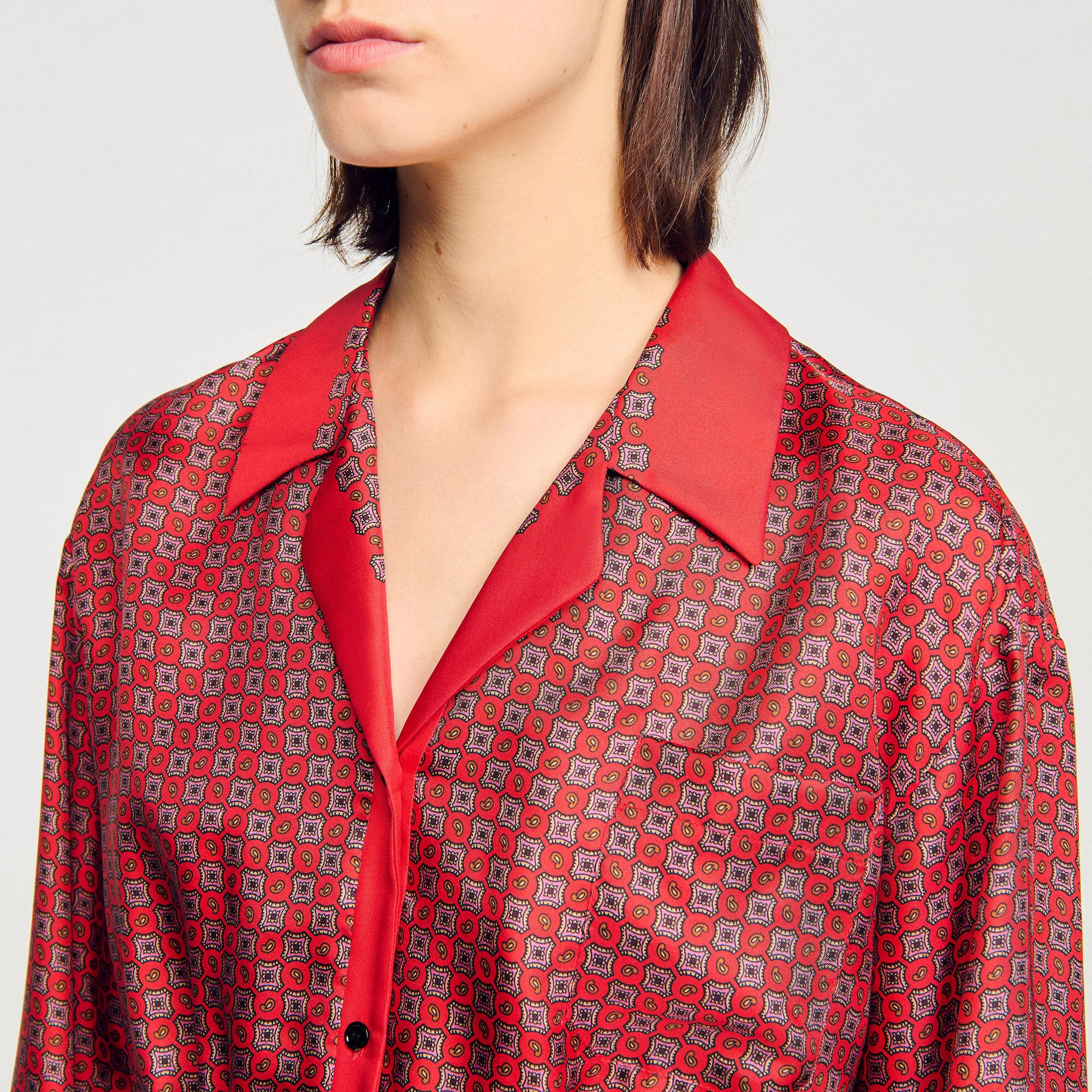 Sandro / Scarf print shirt Red / Pink