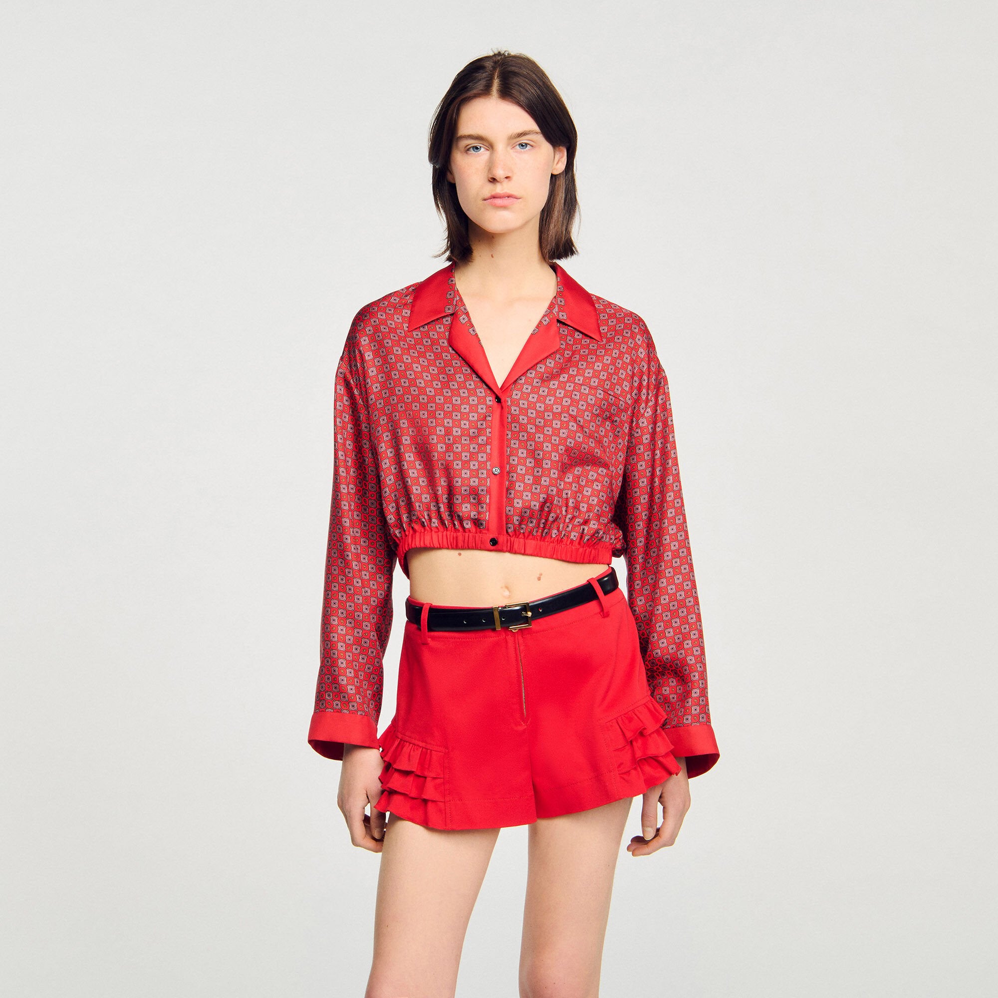 Sandro / Scarf print shirt Red / Pink