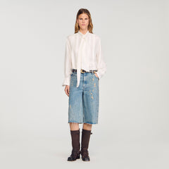 Sandro / Silk lavallière shirt Ecru