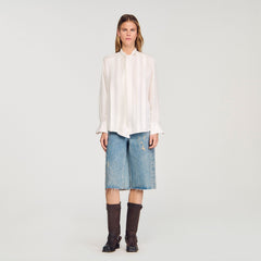 Sandro / Silk lavallière shirt Ecru