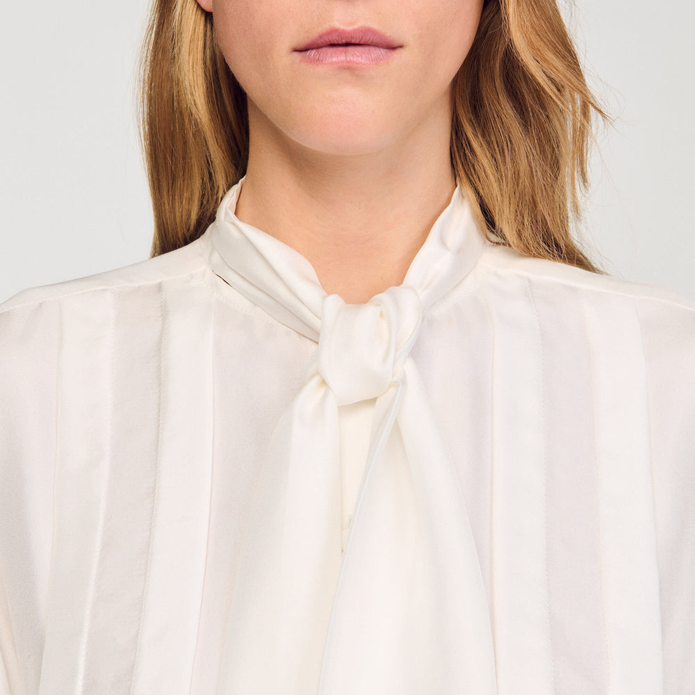 Sandro / Silk lavallière shirt Ecru