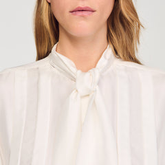 Sandro / Silk lavallière shirt Ecru