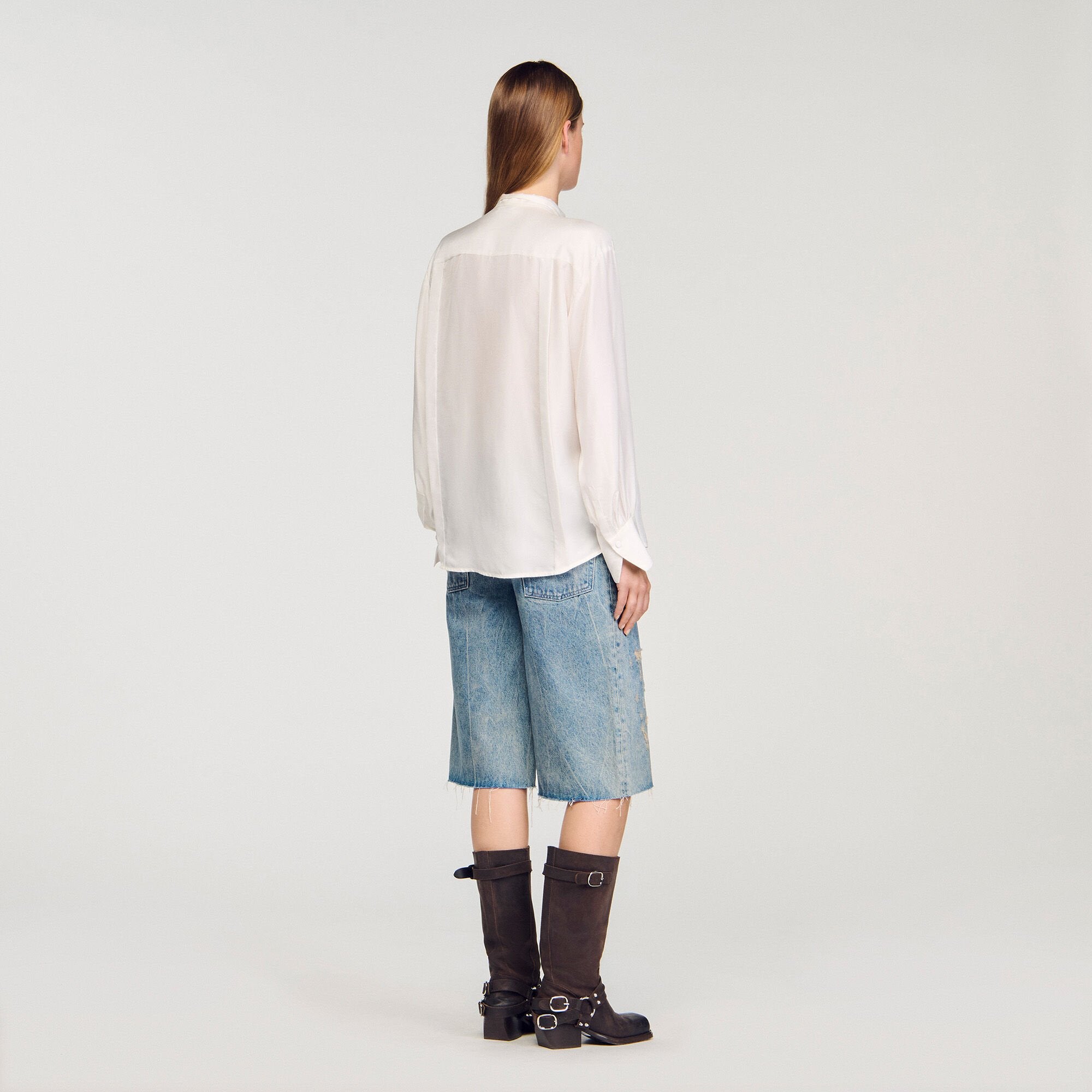 Sandro / Silk lavallière shirt Ecru
