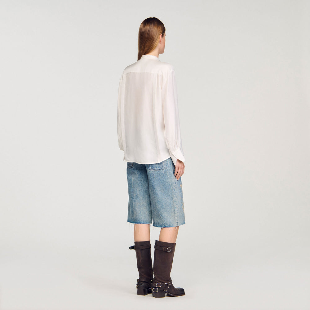 Sandro / Silk lavallière shirt Ecru