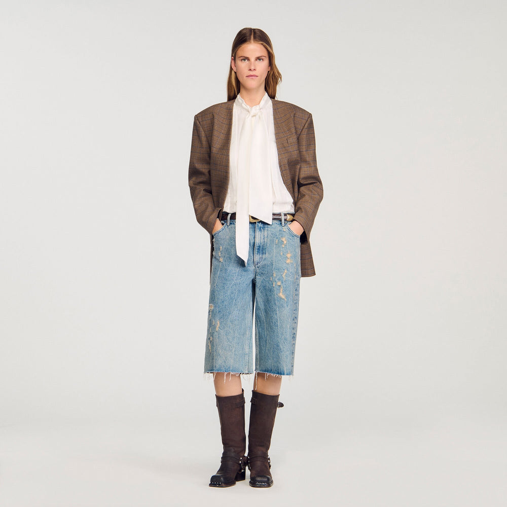 Sandro / Silk lavallière shirt Ecru