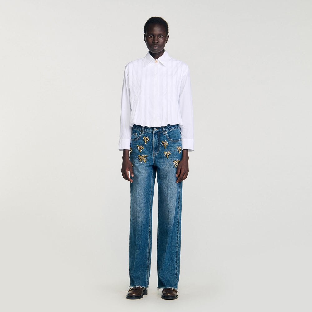 Sandro / Pleated cropped shirt White