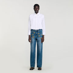 Sandro / Pleated cropped shirt White