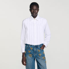 Sandro / Pleated cropped shirt White