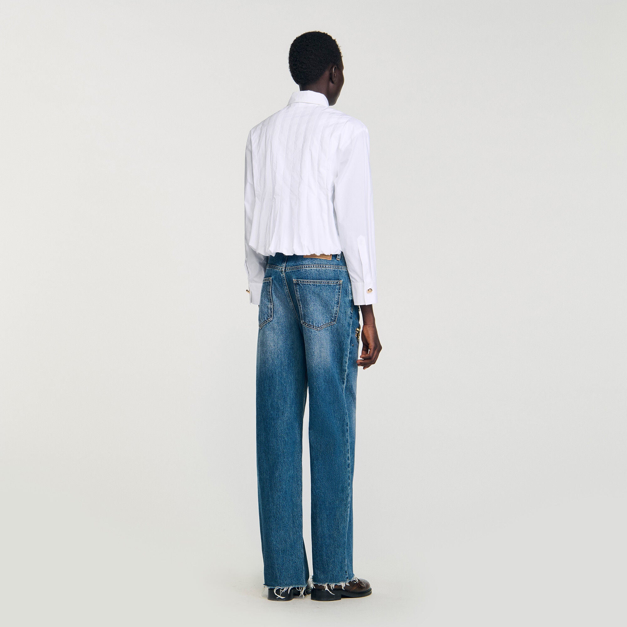 Sandro / Pleated cropped shirt White