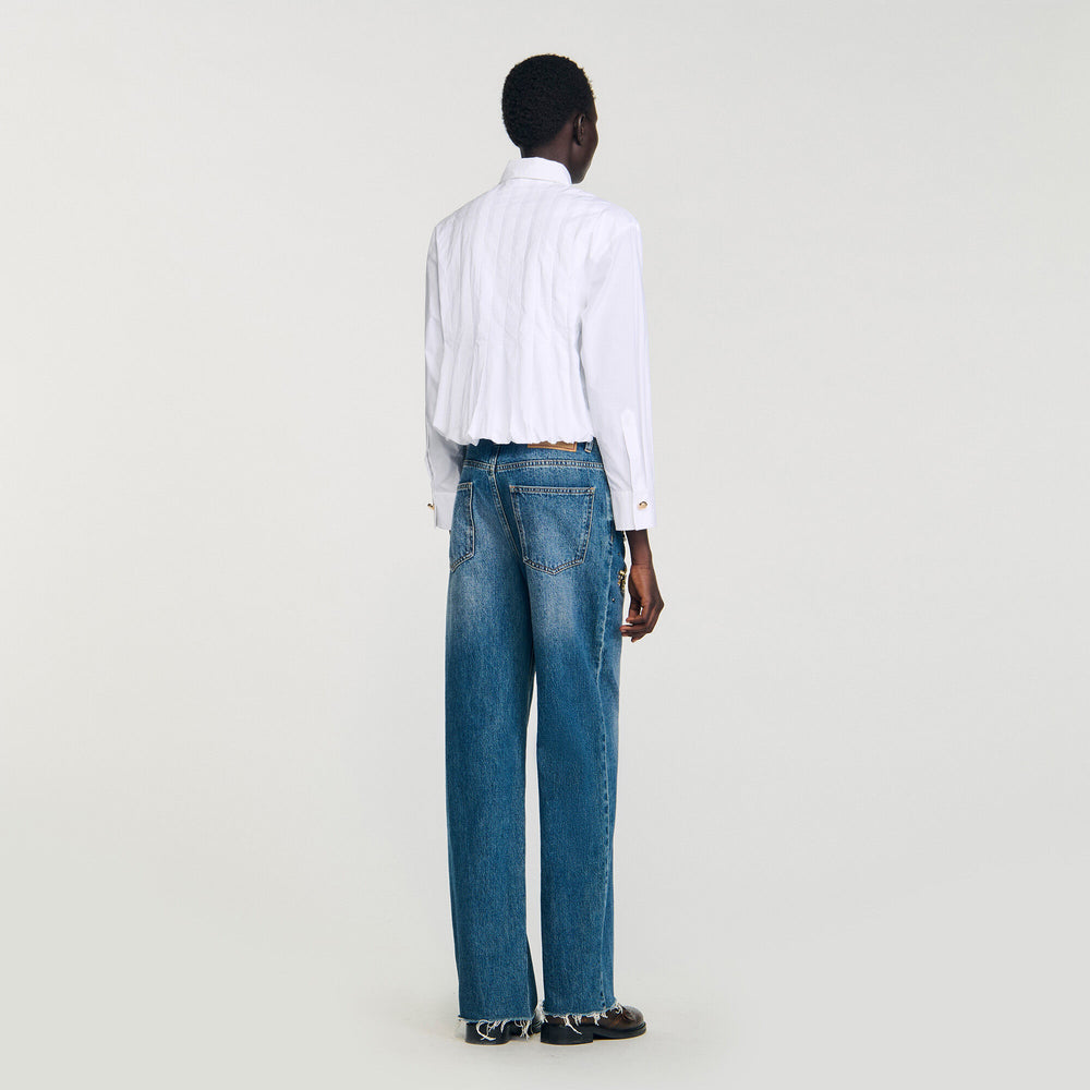 Sandro / Pleated cropped shirt White