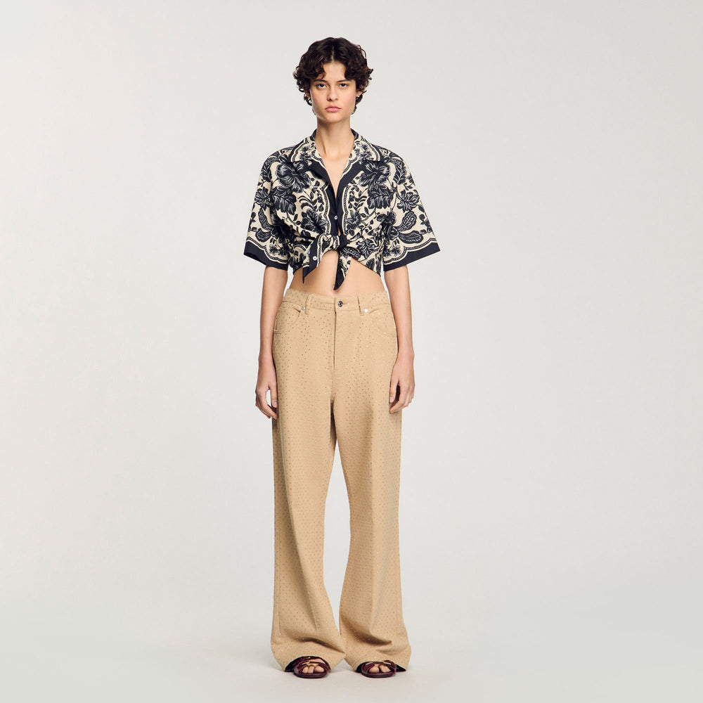 Sandro / Rhinestone-embellished jeans Sand