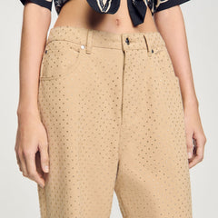 Sandro / Rhinestone-embellished jeans Sand