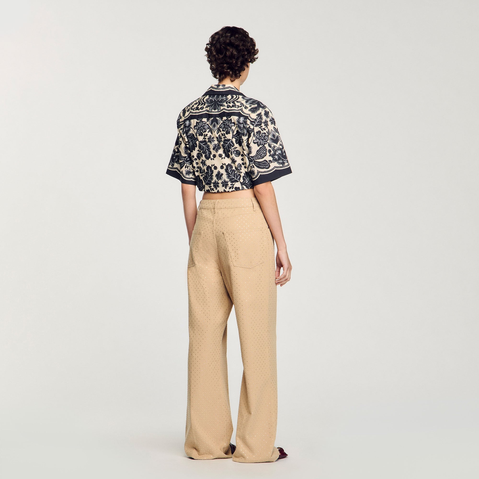 Sandro / Rhinestone-embellished jeans Sand