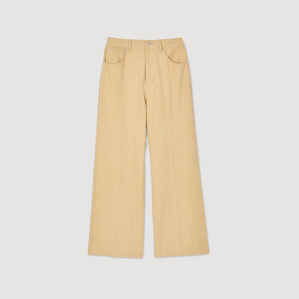 Sandro / Rhinestone-embellished jeans Sand