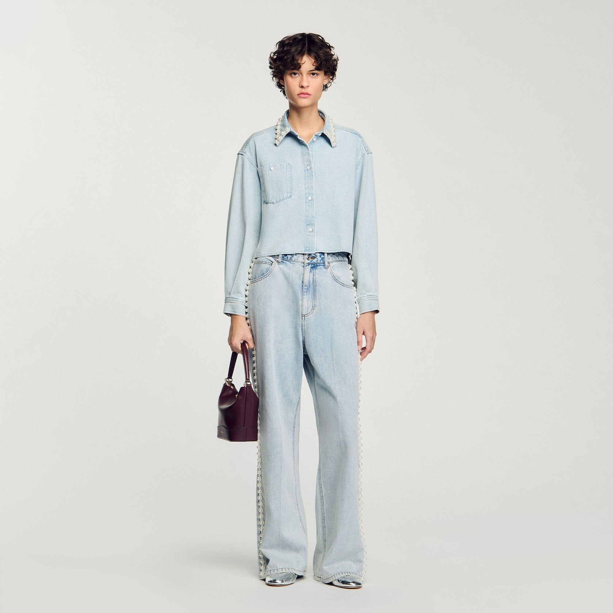 Sandro / Beaded jeans Light Bu Jean