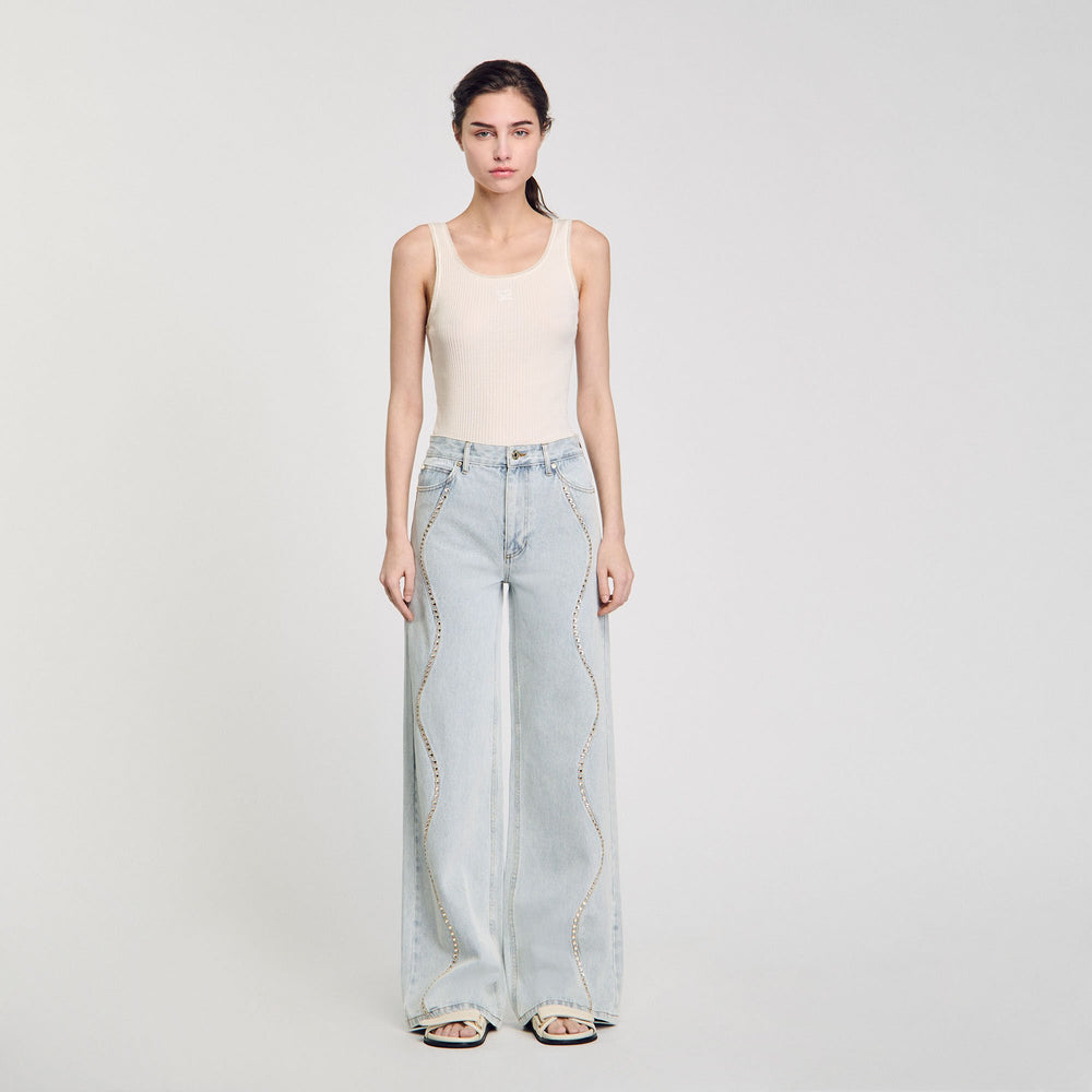 Sandro / Jeans with rhinestone stripes Light Bu Jean