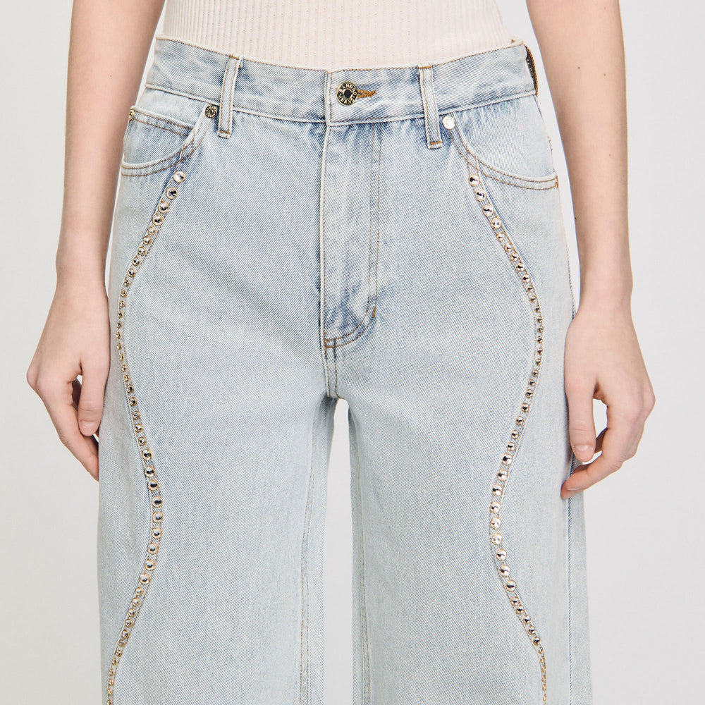 Sandro / Jeans with rhinestone stripes Light Bu Jean