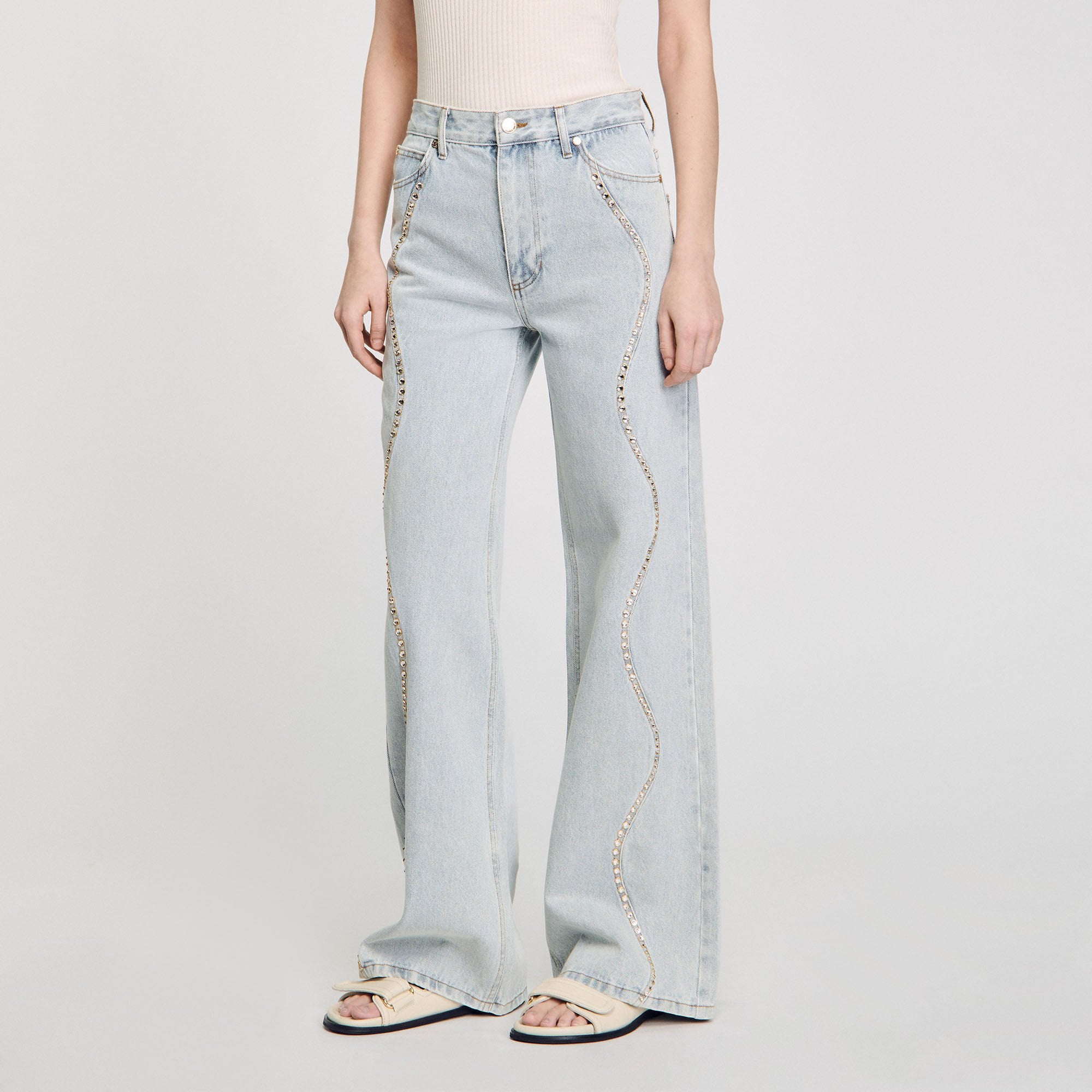Sandro / Jeans with rhinestone stripes Light Bu Jean