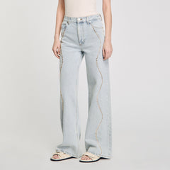 Sandro / Jeans with rhinestone stripes Light Bu Jean