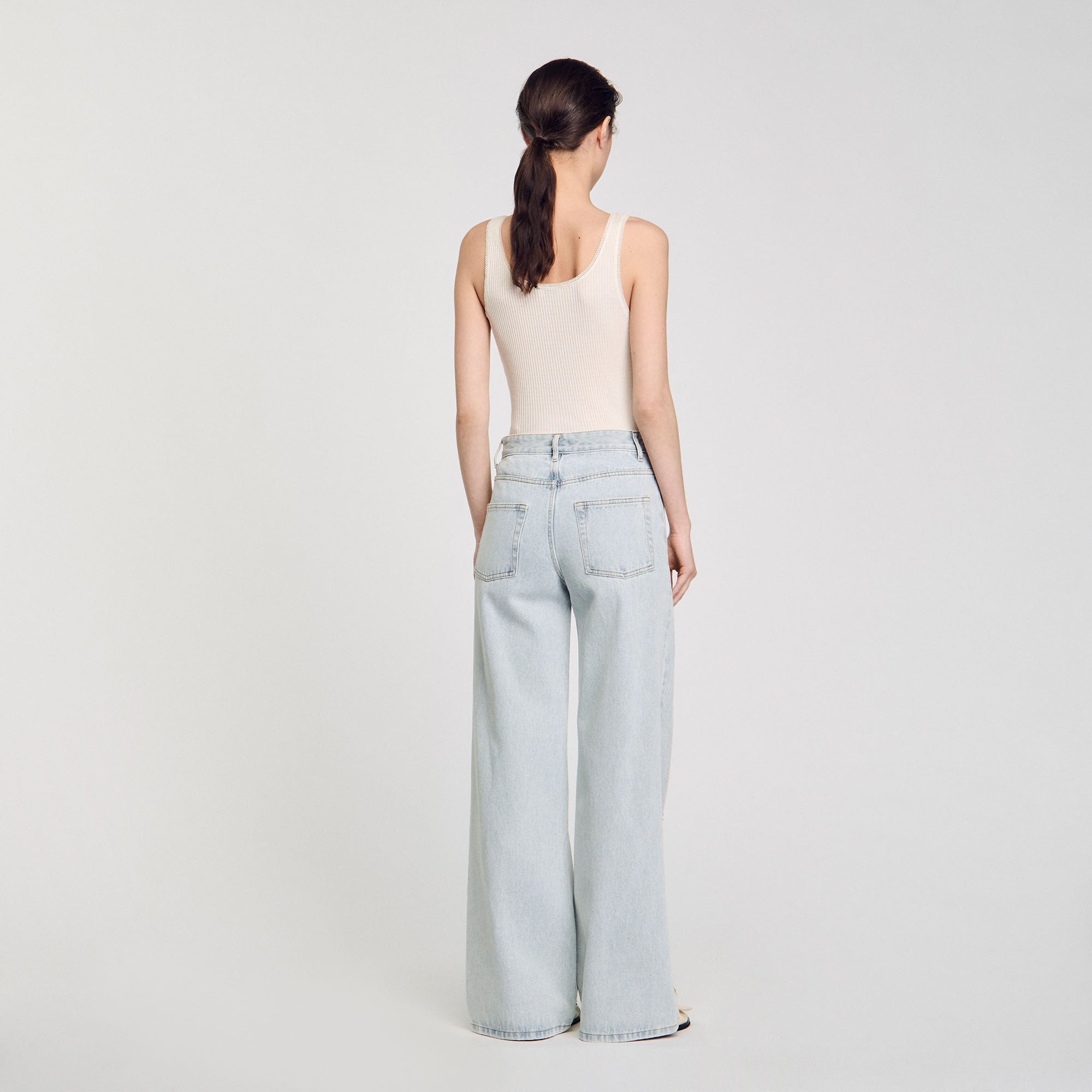Sandro / Jeans with rhinestone stripes Light Bu Jean