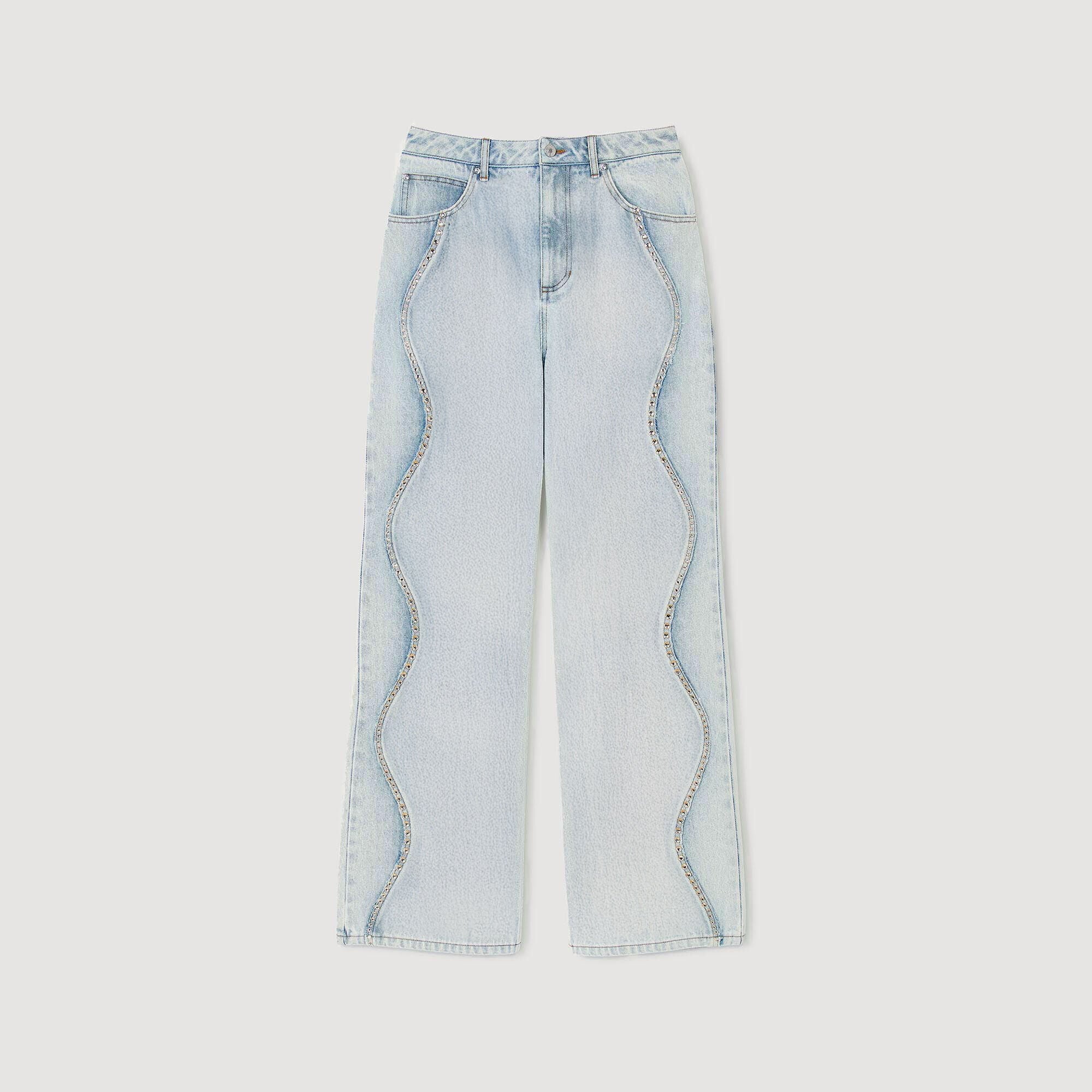 Sandro / Jeans with rhinestone stripes Light Bu Jean