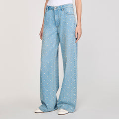 Sandro / Rhinestone and beaded jeans Blue Jean