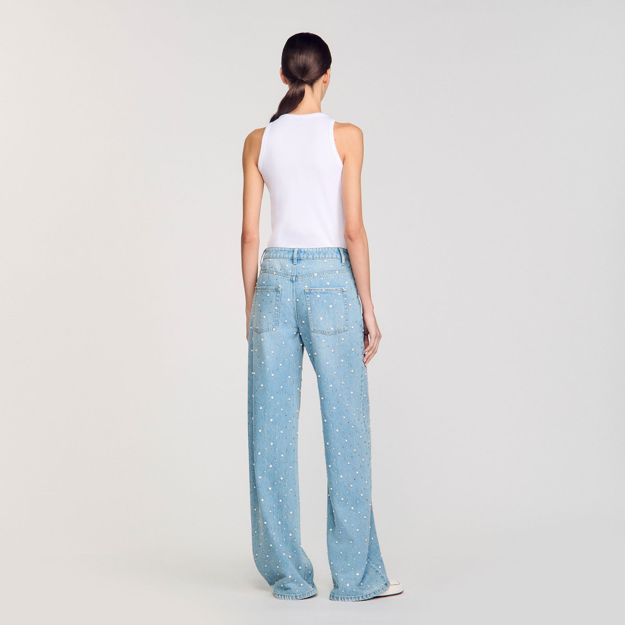 Sandro / Rhinestone and beaded jeans Blue Jean