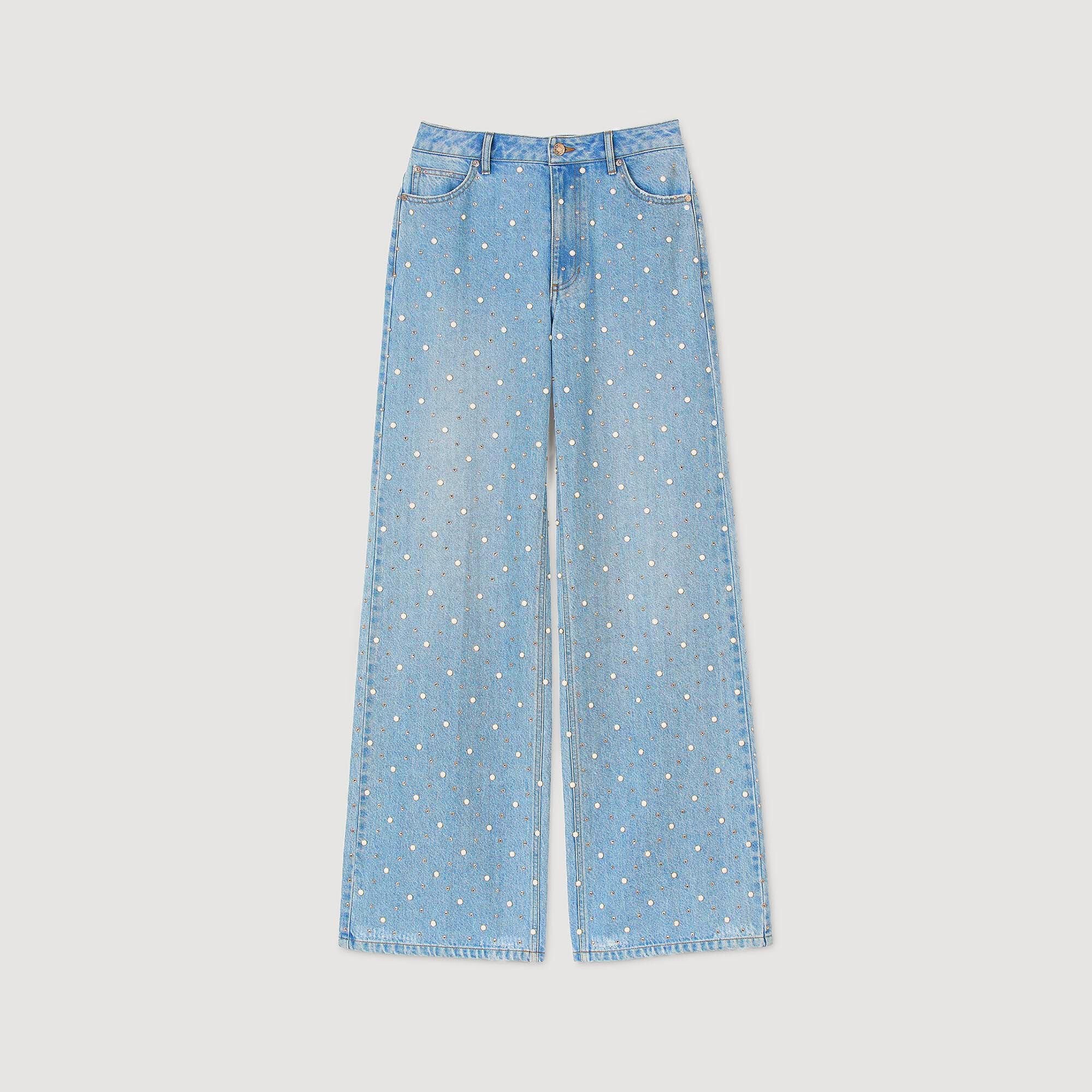 Sandro / Rhinestone and beaded jeans Blue Jean