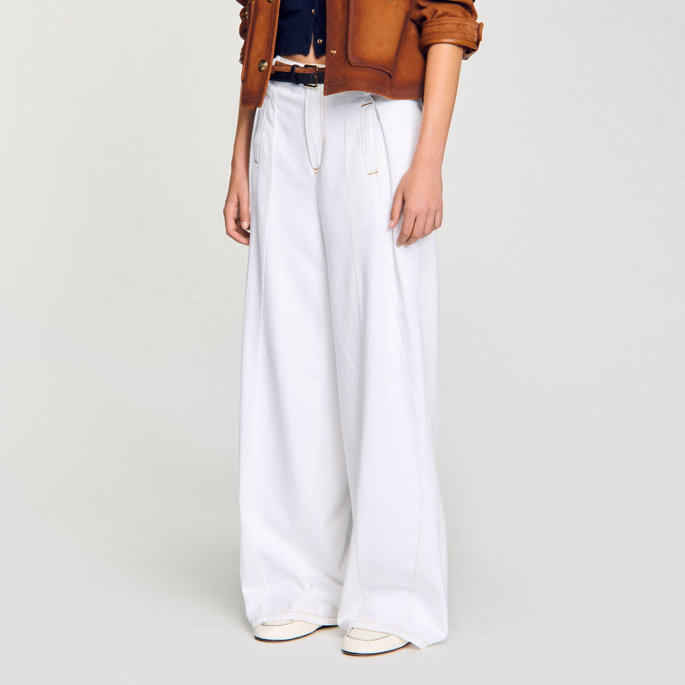 Sandro / Topstitched wide-leg jeans White