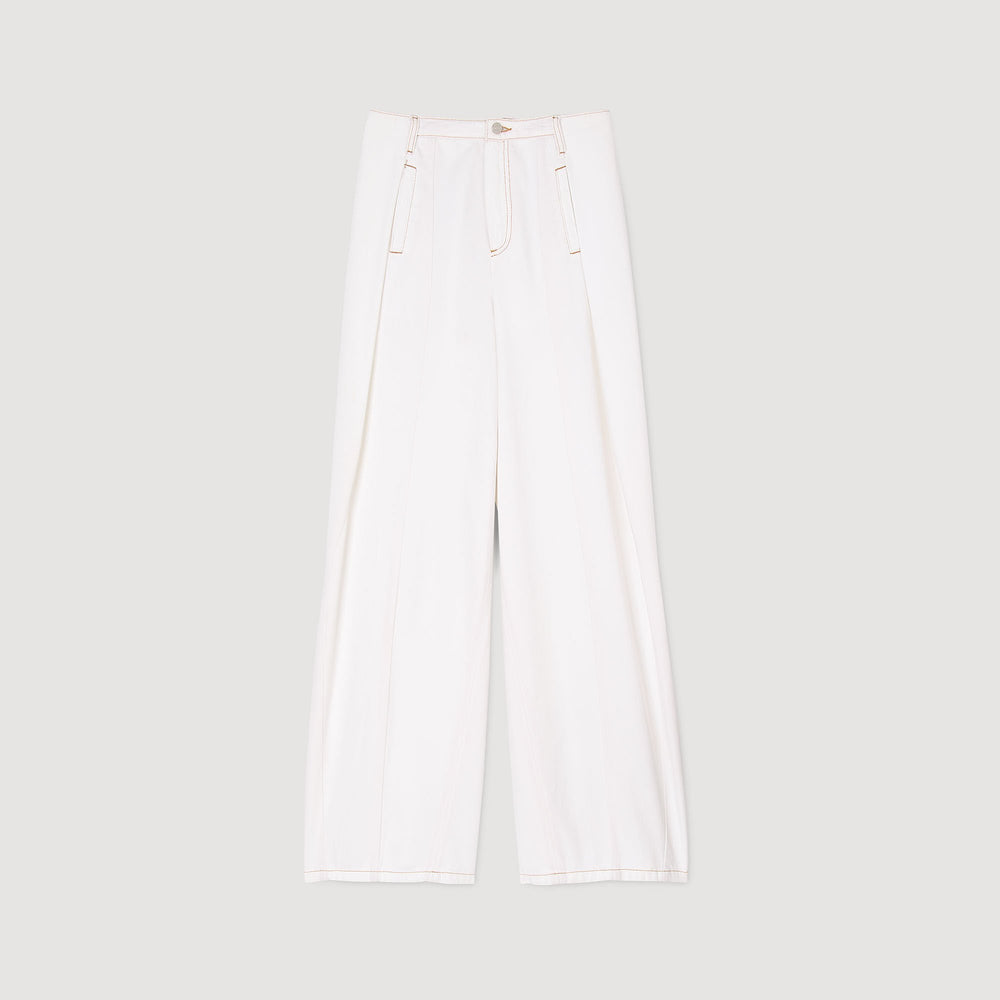 Sandro / Topstitched wide-leg jeans White