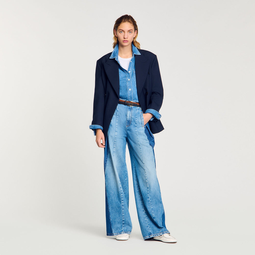 Sandro / Jeans with contrasting panels Blue Jean