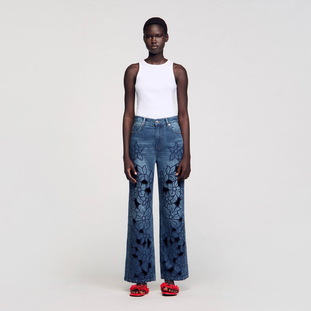 Sandro / Embroidered jeans Blue Jean