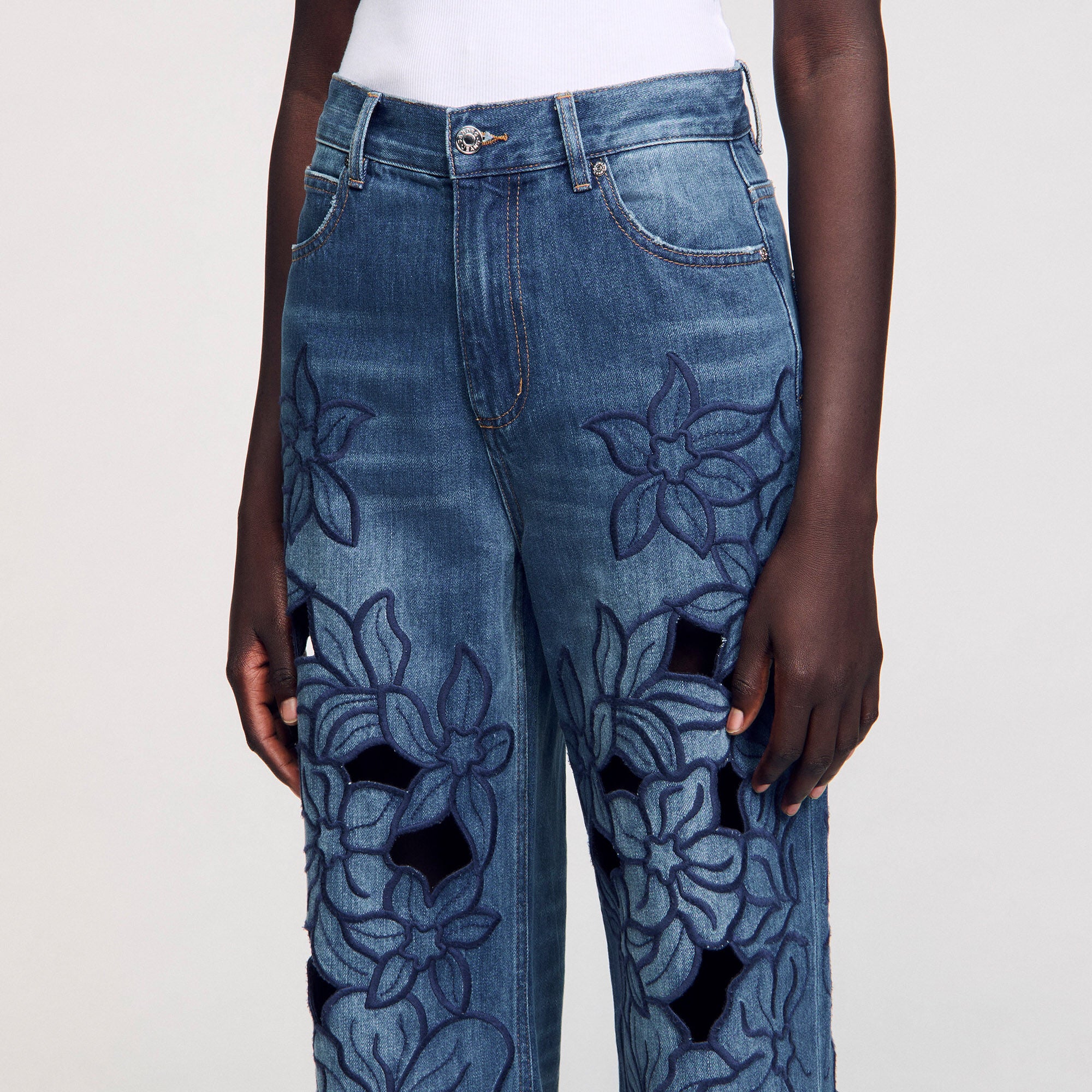 Sandro / Embroidered jeans Blue Jean