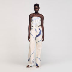 Sandro / Wide-leg striped jeans Ecru