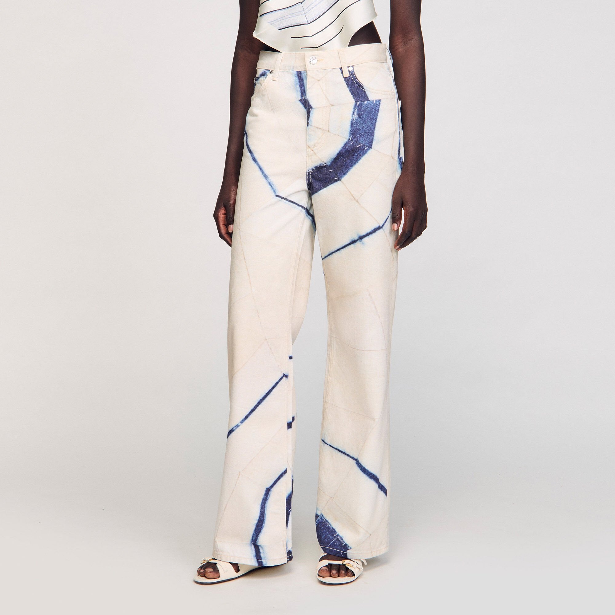 Sandro / Wide-leg striped jeans Ecru
