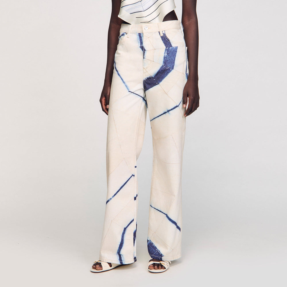 Sandro / Wide-leg striped jeans Ecru