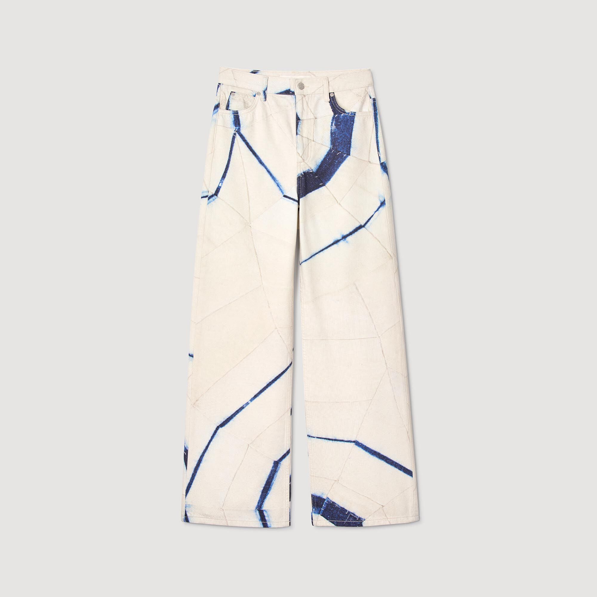Sandro / Wide-leg striped jeans Ecru