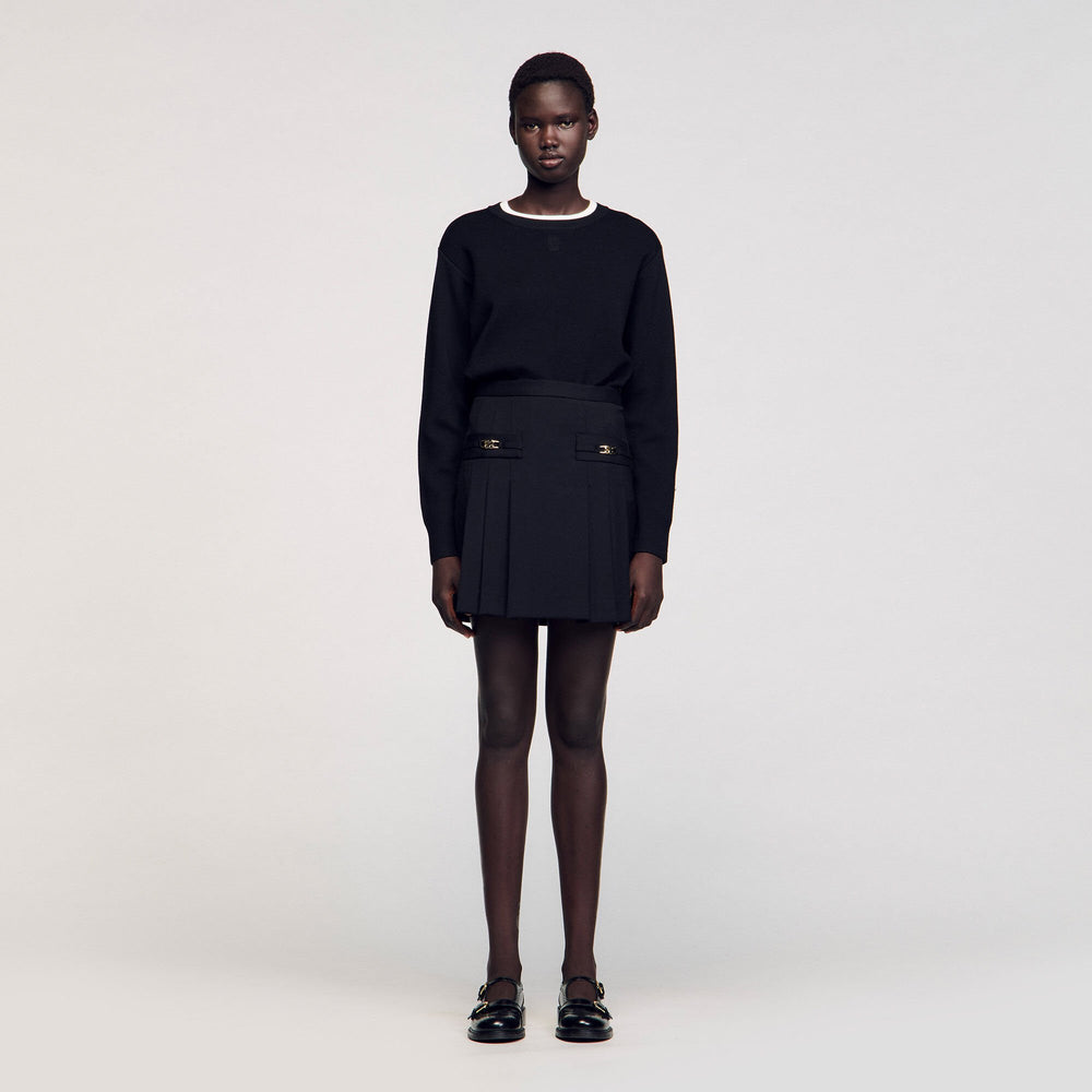 Sandro / Mini skirt with stitched pleats Black