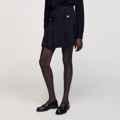 Sandro / Mini skirt with stitched pleats Black
