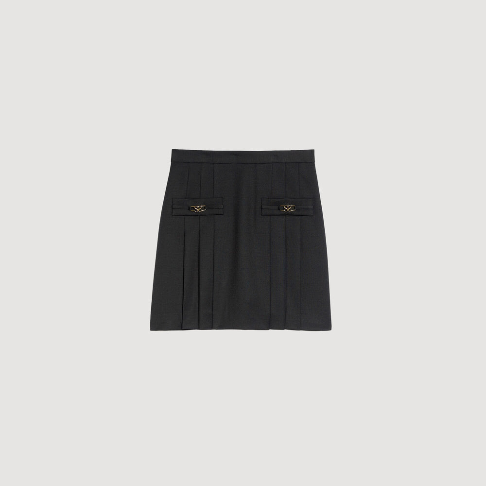 Sandro / Mini skirt with stitched pleats Black