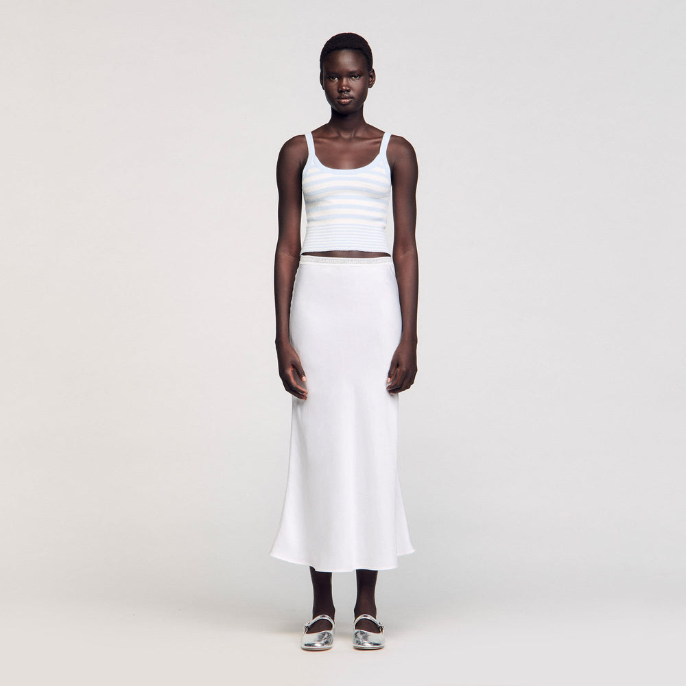 Sandro / Maxi satin-effect skirt Ecru