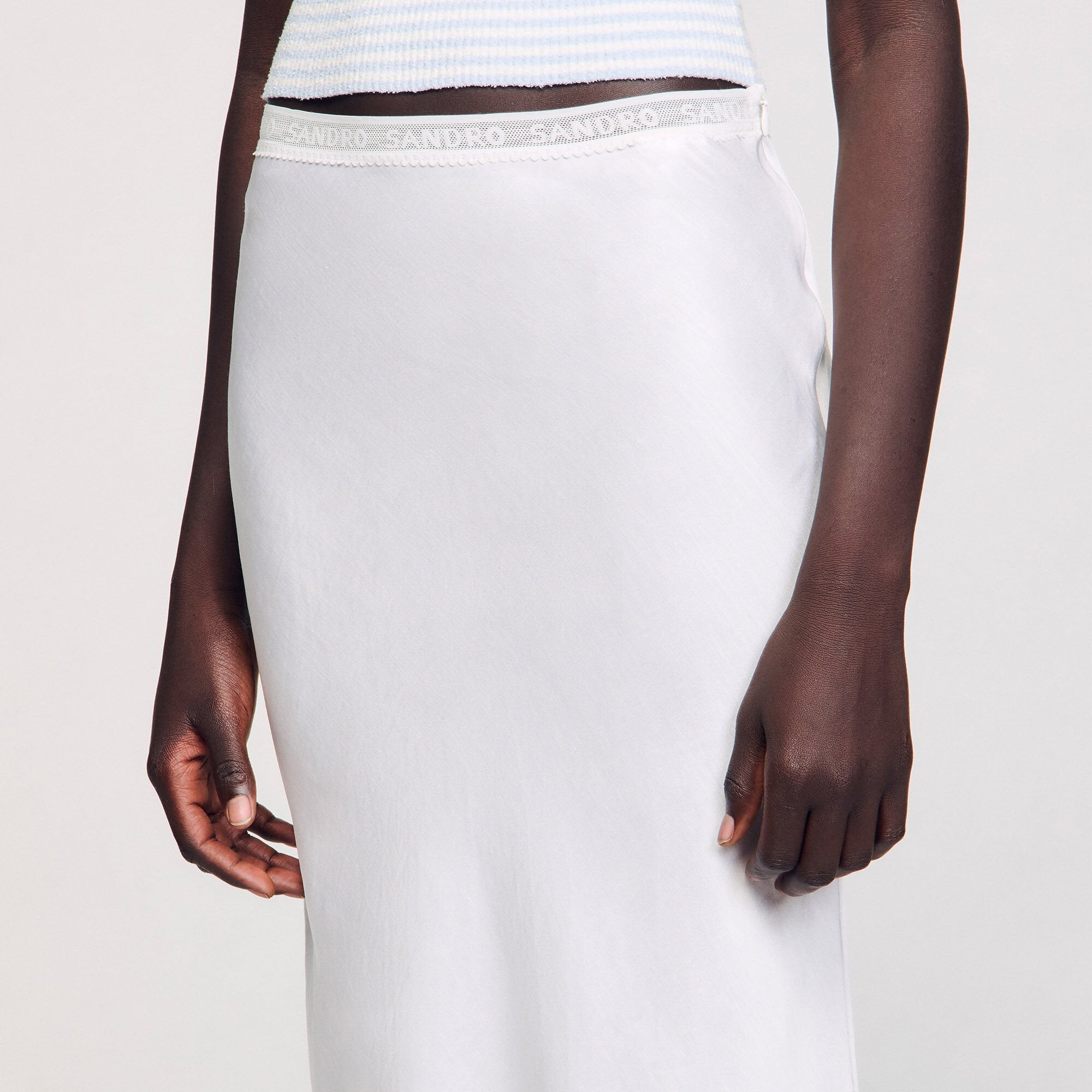 Sandro / Maxi satin-effect skirt Ecru