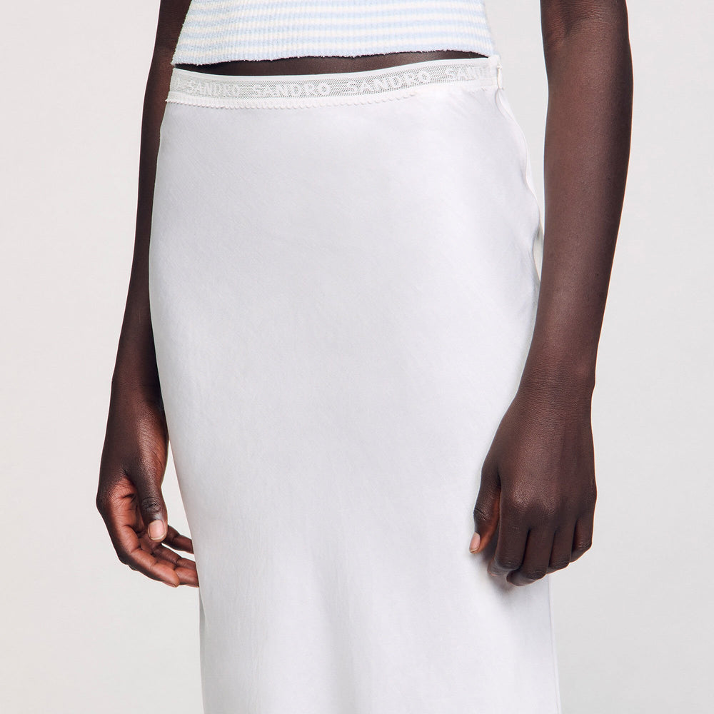 Sandro / Maxi satin-effect skirt Ecru