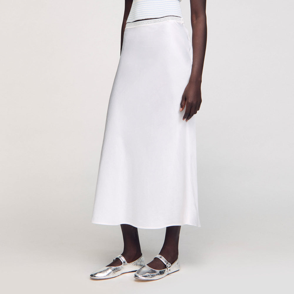 Sandro / Maxi satin-effect skirt Ecru