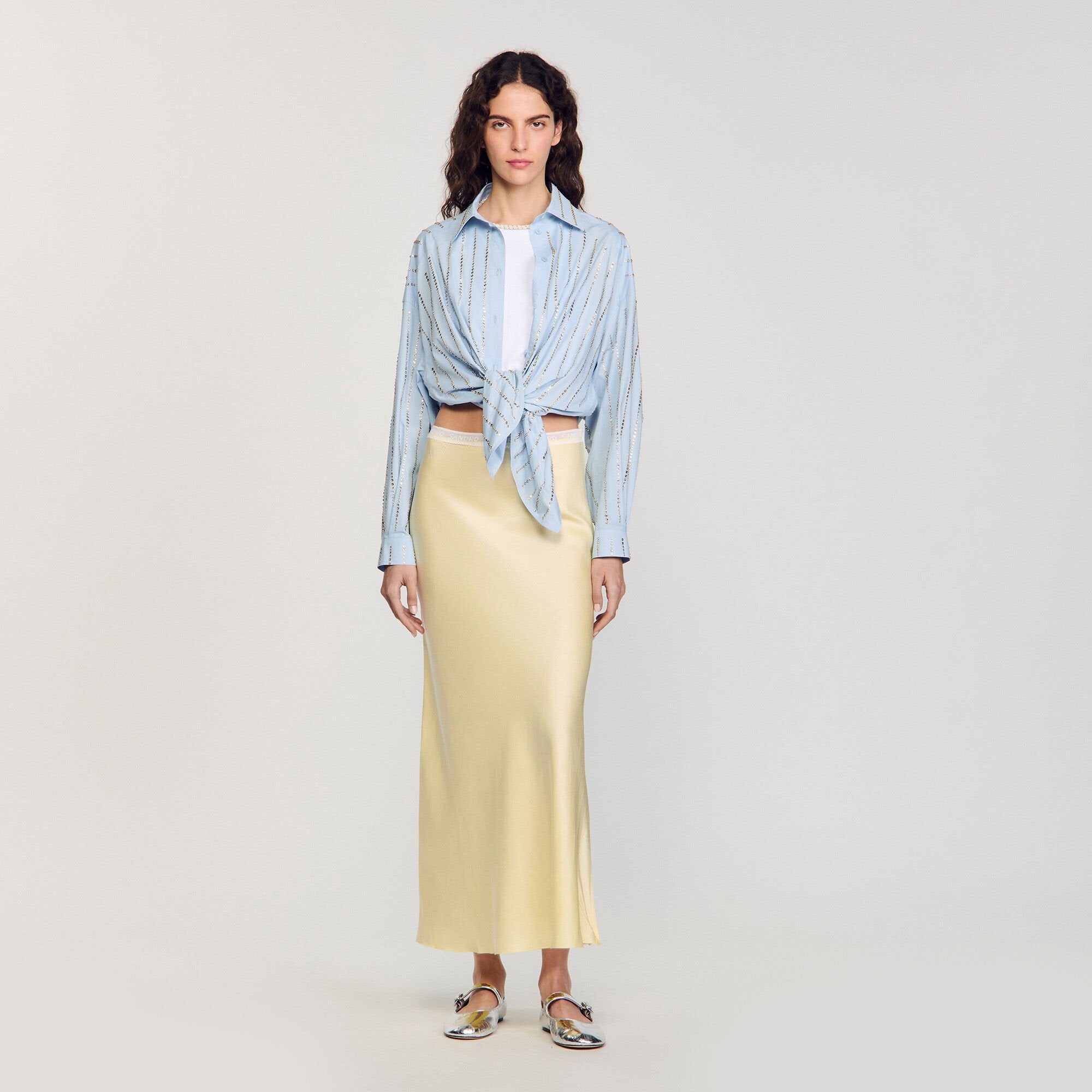 Sandro / Maxi satin-effect skirt Yellow